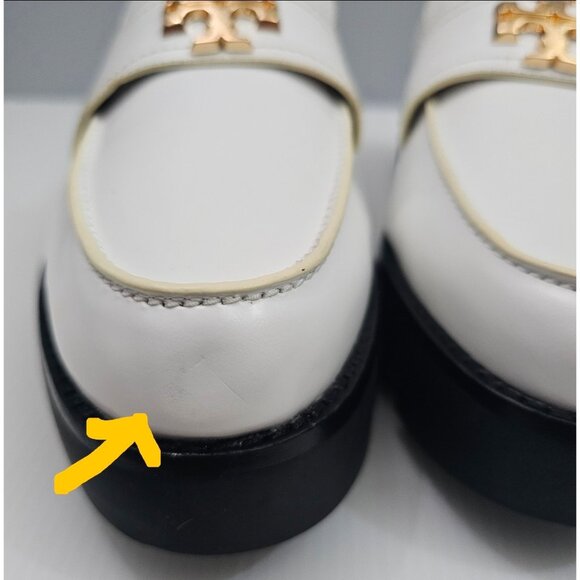 Tory Burch Everly Mini Loafer Womens 10.5 White Leather Chunky Platform Lug Sole - Picture 9 of 16